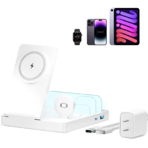 5-IN 1 Magnetic Wireless Charger Station 15W Fast Charging LED Light