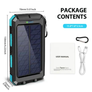 30000mAh Solar Power Bank Dual 5V USB Ports