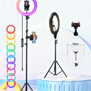 Adjustable 10" RGB Ring Light and Tripod Set