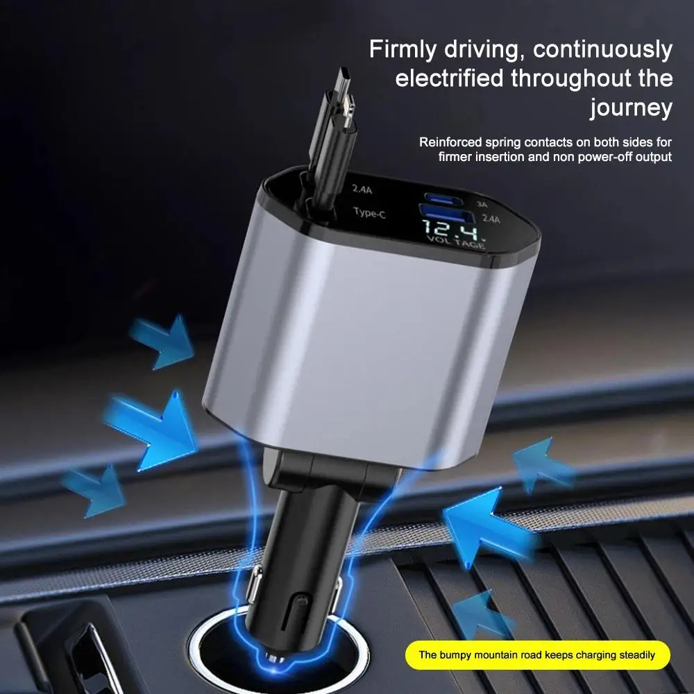 4 In 1 120W Retractable Car Charger - Image 6