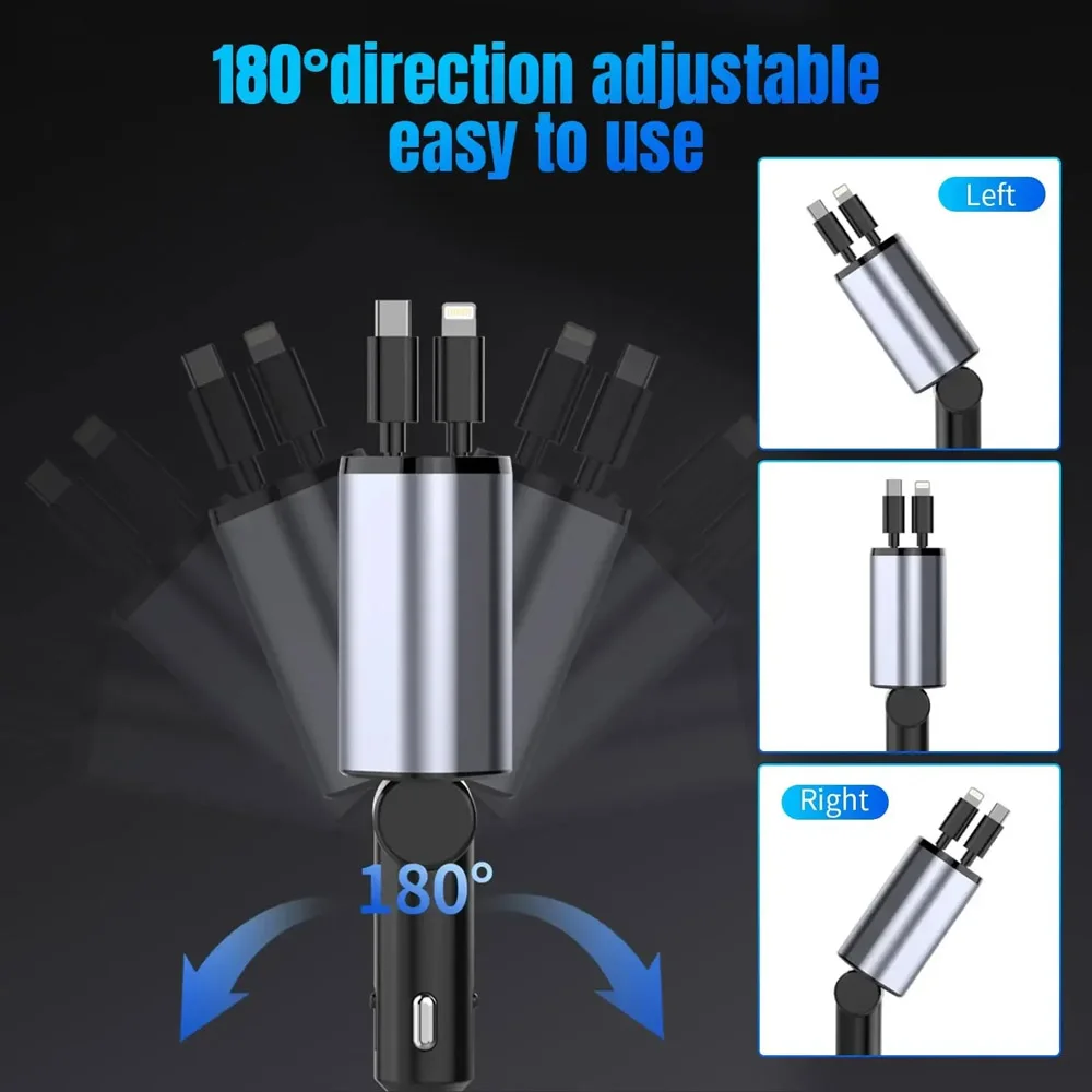4 In 1 120W Retractable Car Charger - Image 8