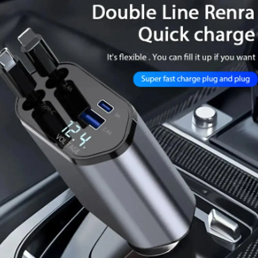 4 In 1 120W Retractable Car Charger - Image 2