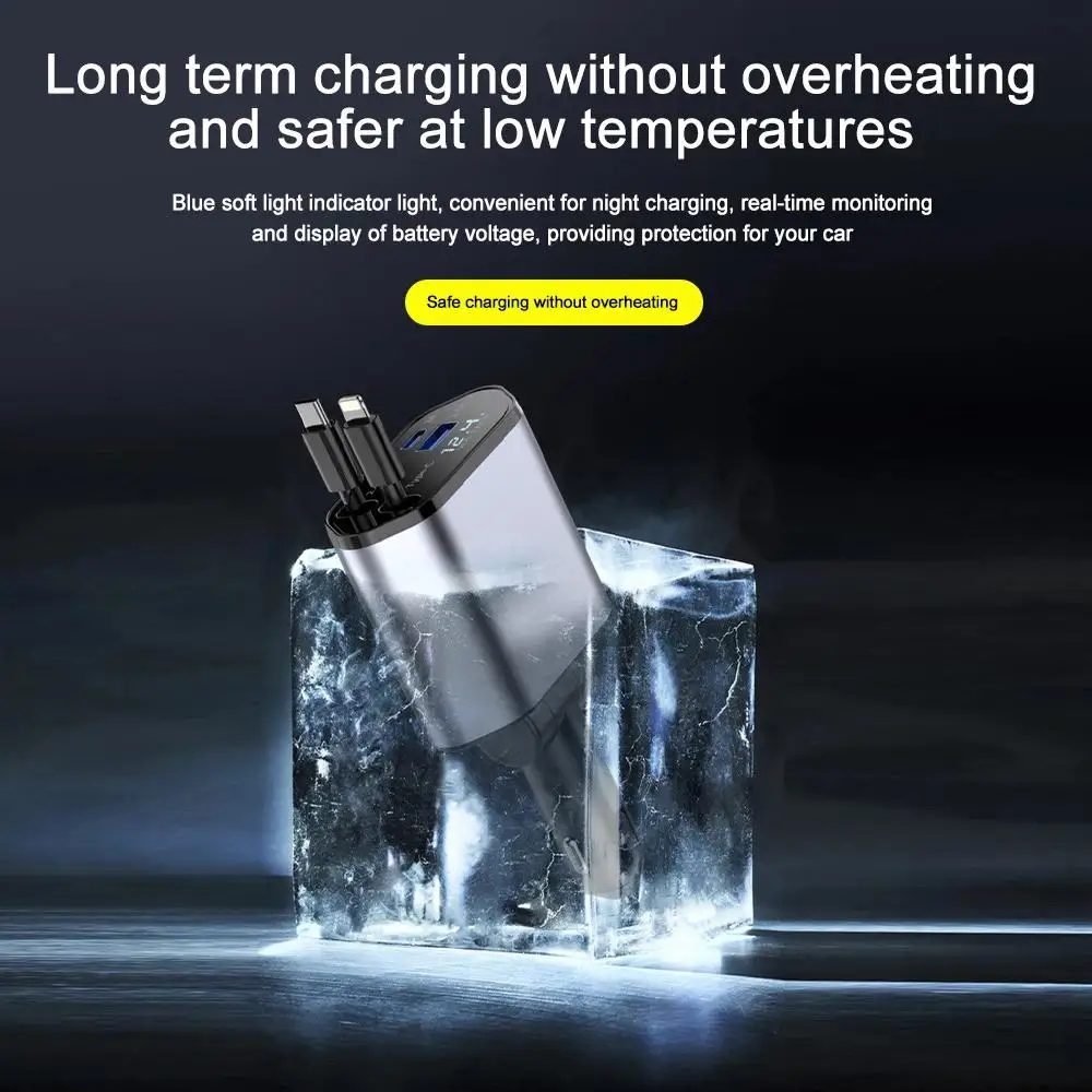 4 In 1 120W Retractable Car Charger - Image 7